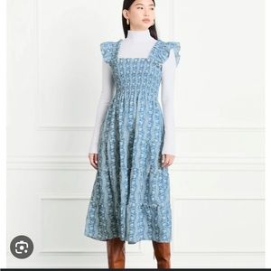 Hill House Home Ellie Nap Dress Trailing Vine Blue Crepe